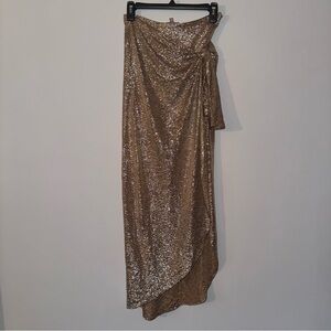 Show Me Your MuMu Shimmering Gold Sequin Wrap Skirt